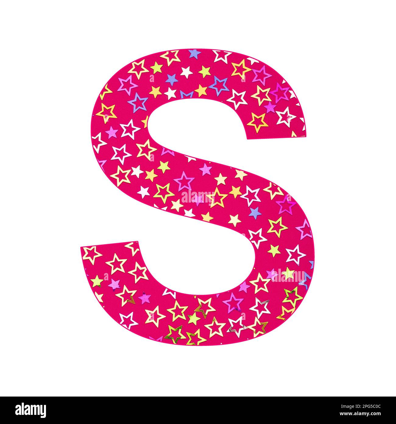 Alphabet letter S uppercase - Birthday background with colorful confetti Stock Photo