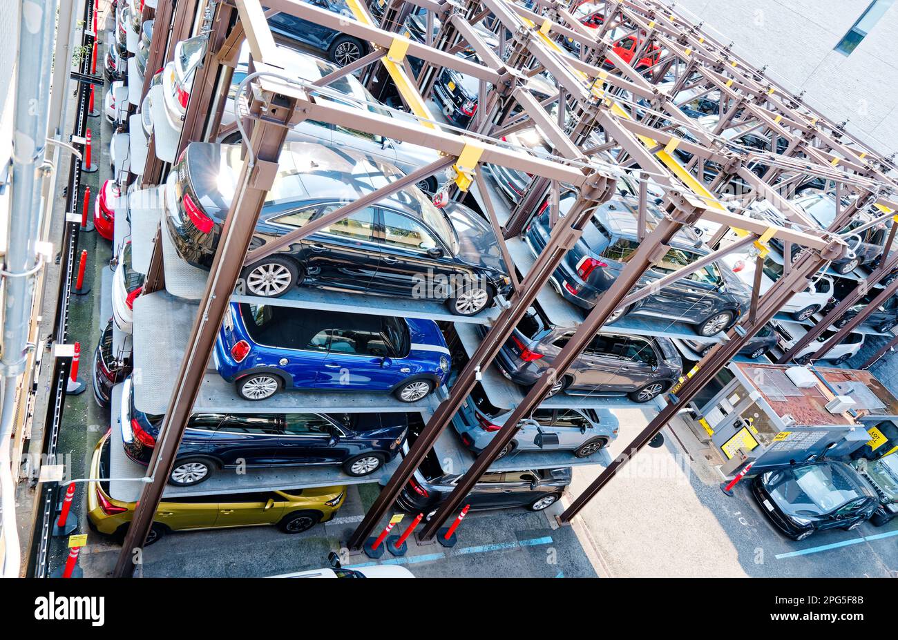 Cars Stacked in Racks Stock Photo Alamy
