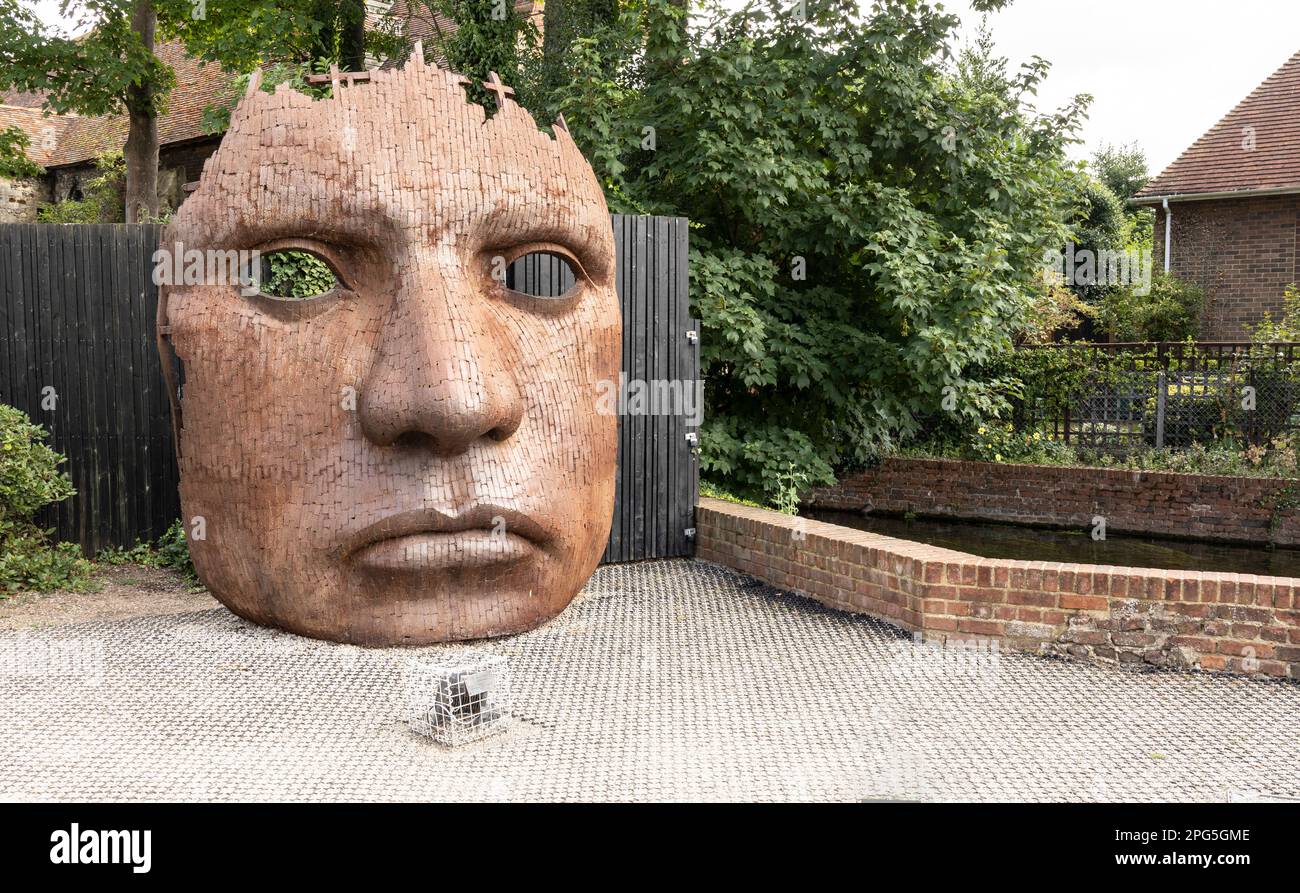 The face Mask or Bulkhead art created by Rick Kirby , British sculptor