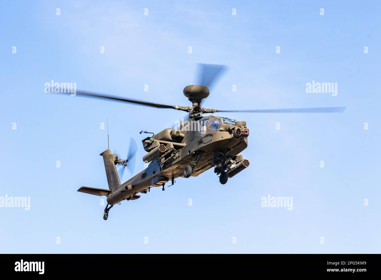 An AH64E Apache helicopter assigned to 1229 Attack Battalion, 16th