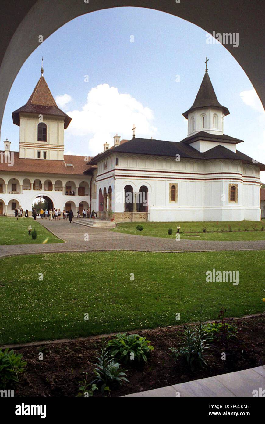 Brasov County, Romania, approx. 1999. The historical church of Sâmbăta de Sus Monastery (17th century). Stock Photo