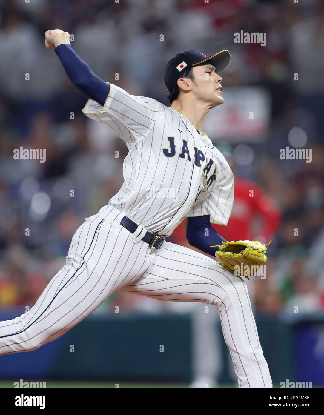 Roki Sasaki of Japan throw a ball in the first inning during the World
