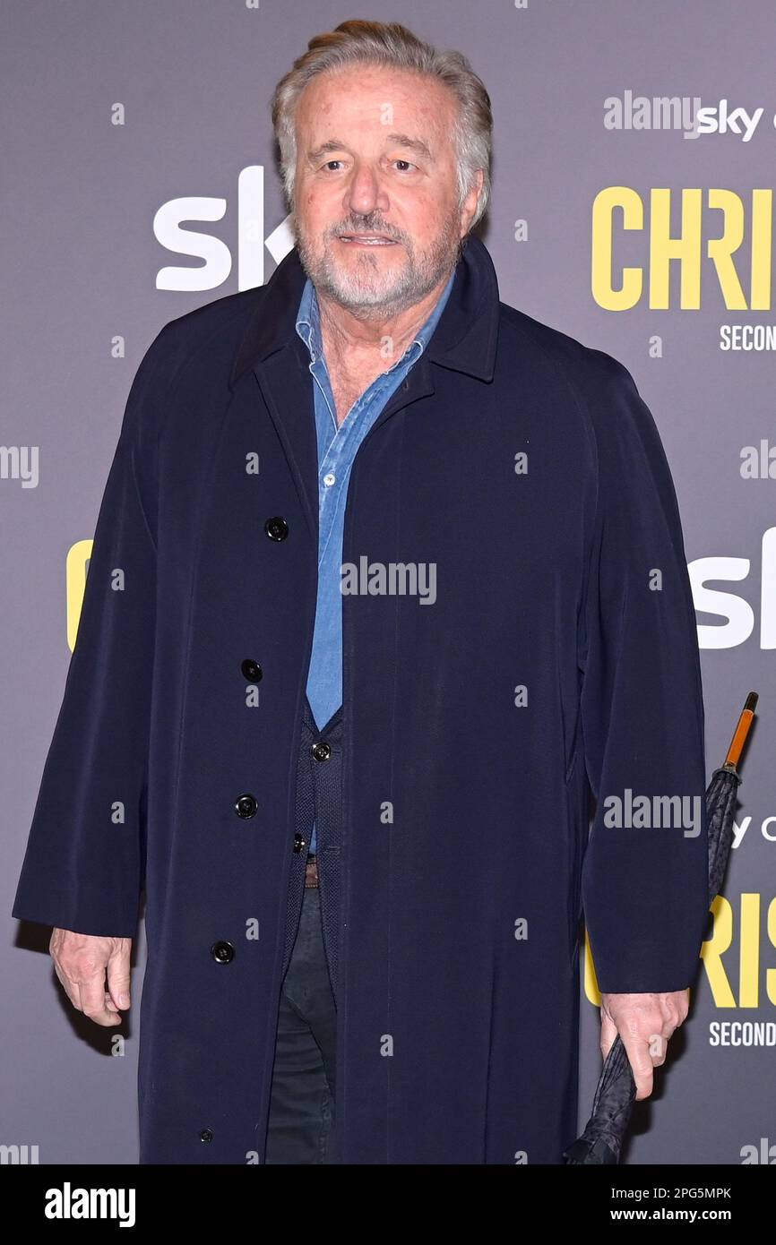Rome, Italy. 20th Mar, 2023. Christian De Sica attends the red carpet of the premiere of Sky original serie "Christian second season" at Cinema Barberini. Credit: SOPA Images Limited/Alamy Live News Stock Photo