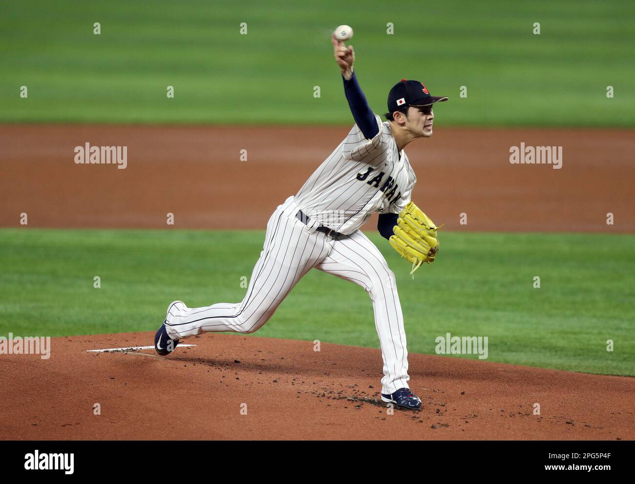 Miami, United States. 20th Mar, 2023. Japan starting pitcher Roki Sasaki throws in the first inning of the 2023 World Baseball Classic semifinal game against Mexico in Miami, Florida on Monday, March 20, 2023. Photo by Aaron Josefczyk/UPI Credit: UPI/Alamy Live News Stock Photo