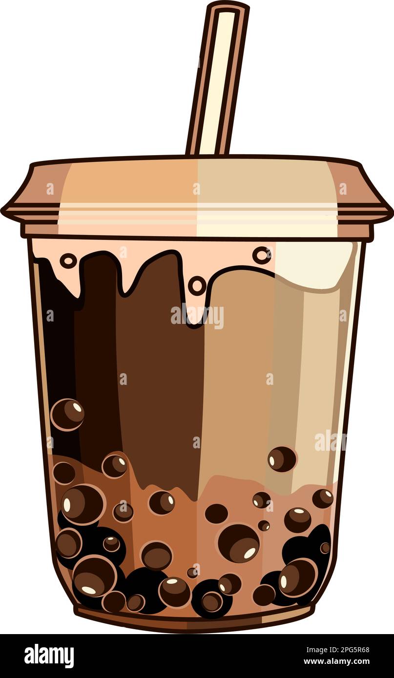 Bubble tea in cup with straw vector illustration in flat technique Stock Vector