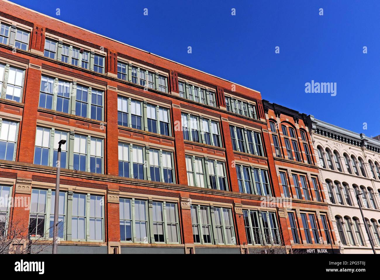 The historic Warehouse District in downtown Cleveland, Ohio, USA, is a