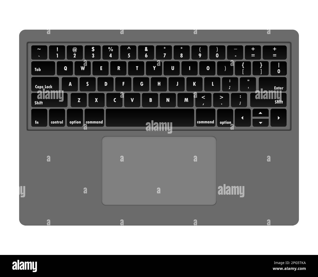 keyboard and and touch pad bottom laptop case gray colour Stock Photo