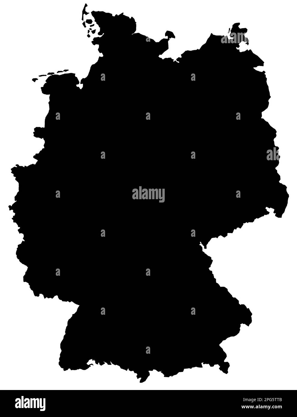 Black Map of Germany on White Background. Stock Photo