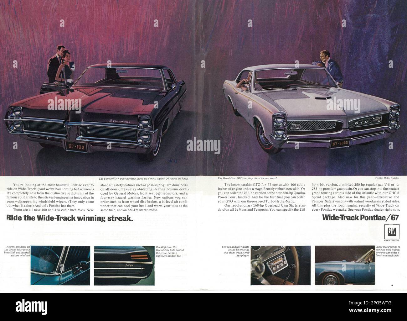 '67 Pontiac WideTrack advert in a Natgeo magazine, November 1956 Stock