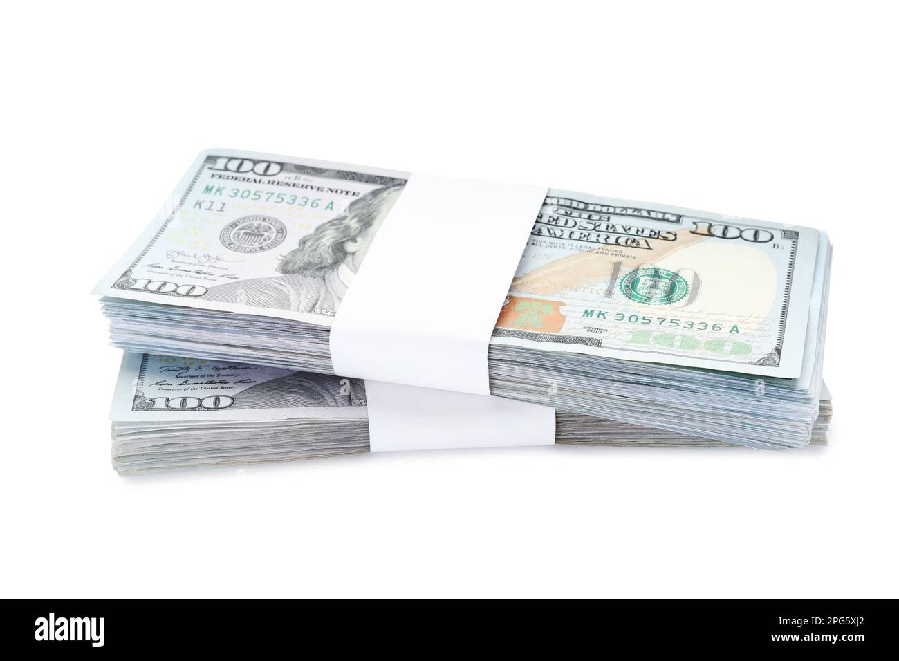 Bundles of dollar banknotes on white background. American national ...