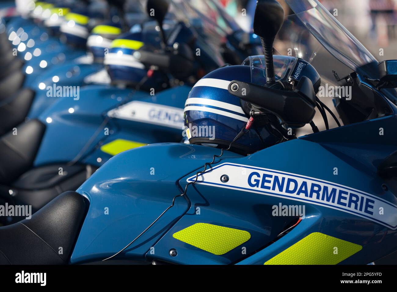 Saint Denis, Reunion July 14 2016 Motorcycles of the Gendarmerie