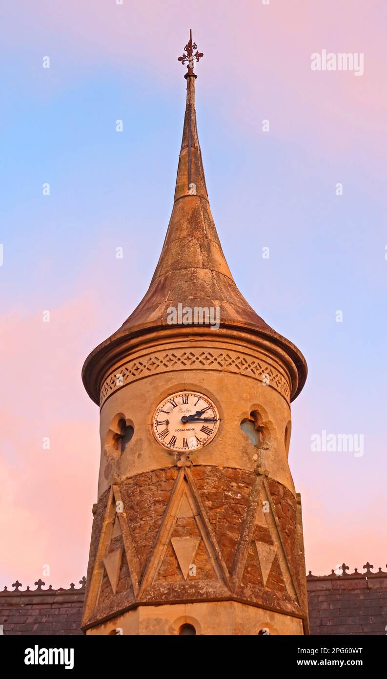 Old clock tower 1872 at Godalming British school, Bridge Road, Godalming, Waverley, Surrey, England, UK, GU7 3DU Stock Photo