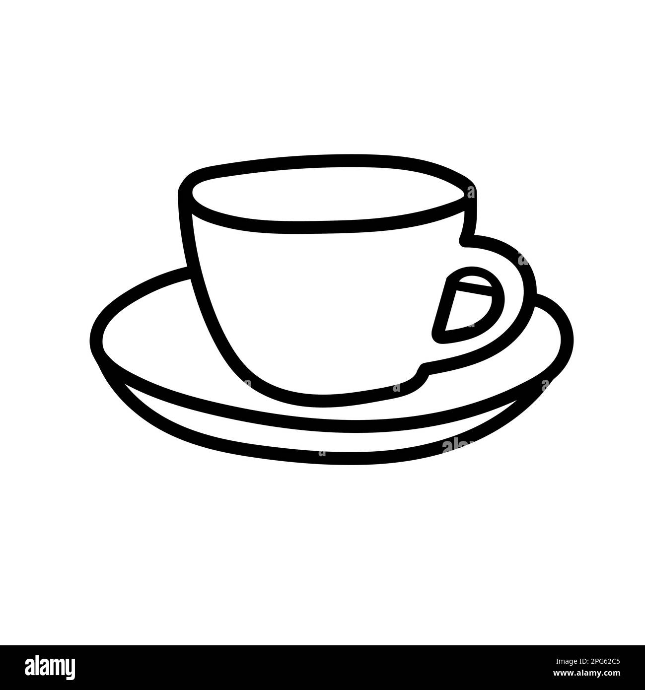 CERAMIC CUP FOR TEA OR COFFEE, HAND DRAWING WITH BLACK OUTLINE Stock Vector