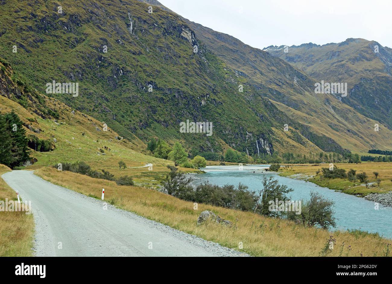 Road in Matukituki Valley, New Zealand Stock Photo