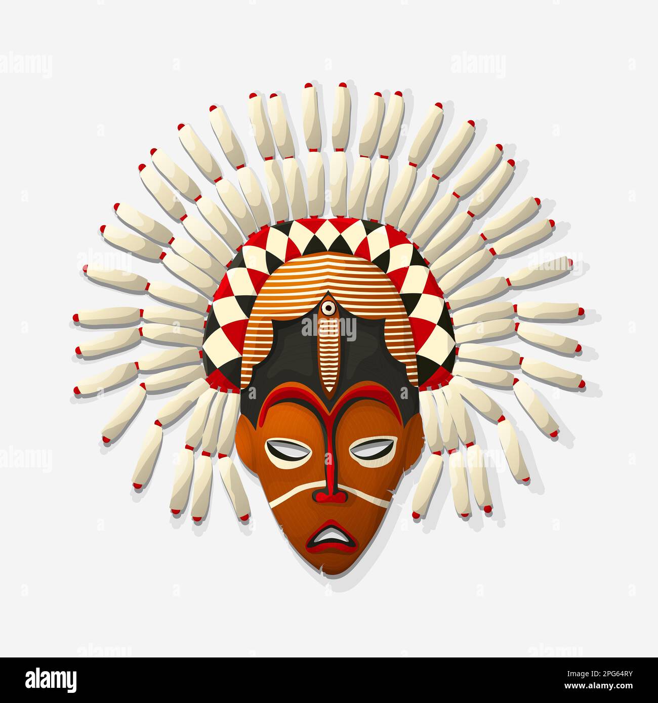 Wooden tribal mask drawing, vector illustration Stock Photo - Alamy