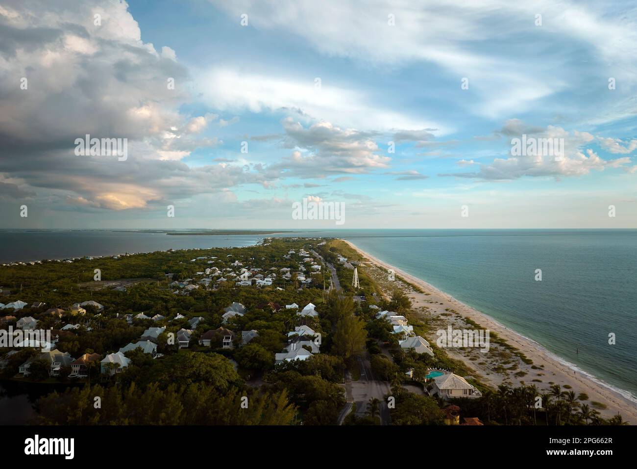 Aerial view of rich neighborhood with expensive vacation homes in Boca