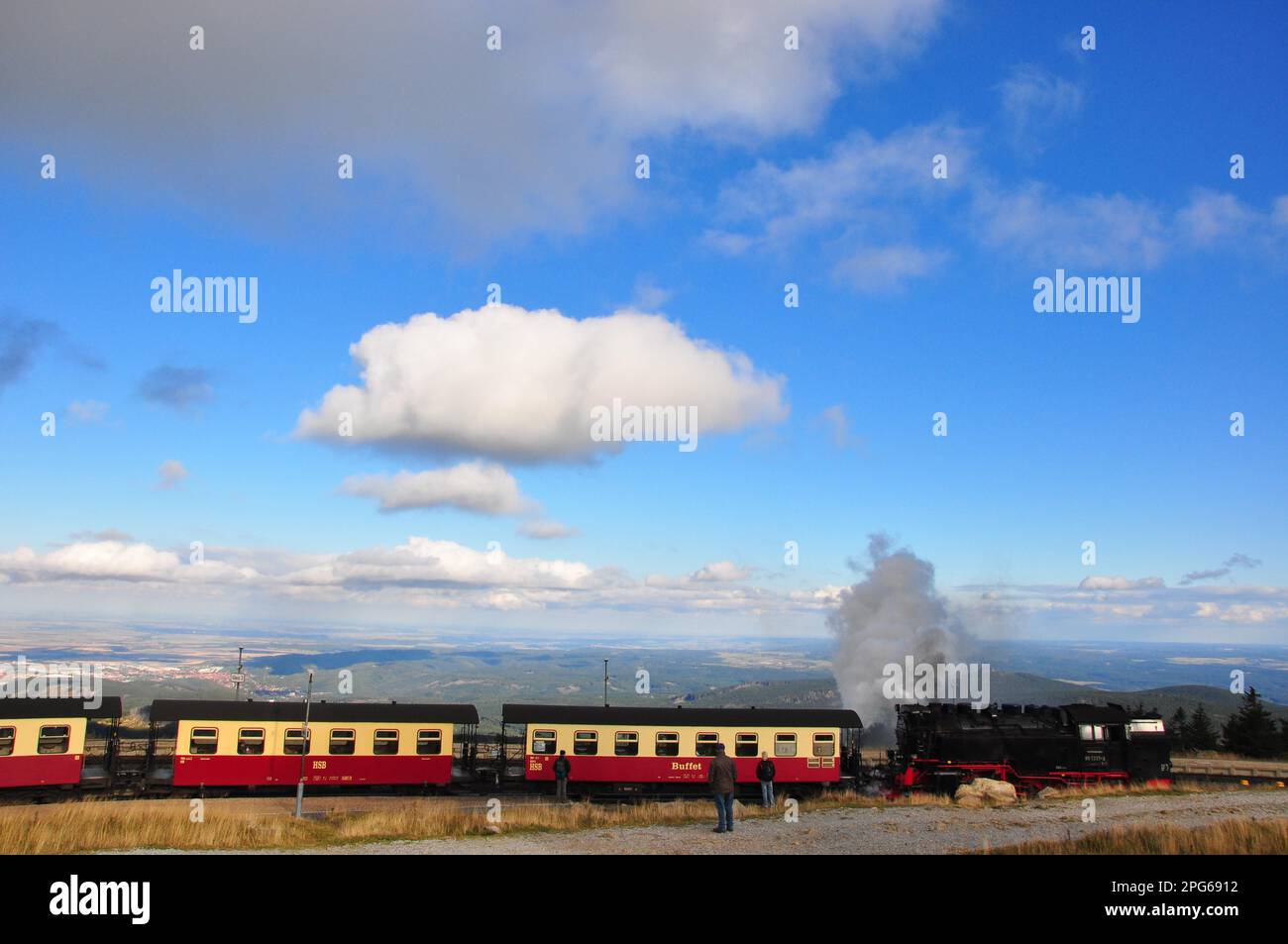 Steam train, Harz railway, narrow gauge railway, nostalgic, HSB, Harz, Brocken, Saxony-Anhalt Stock Photo