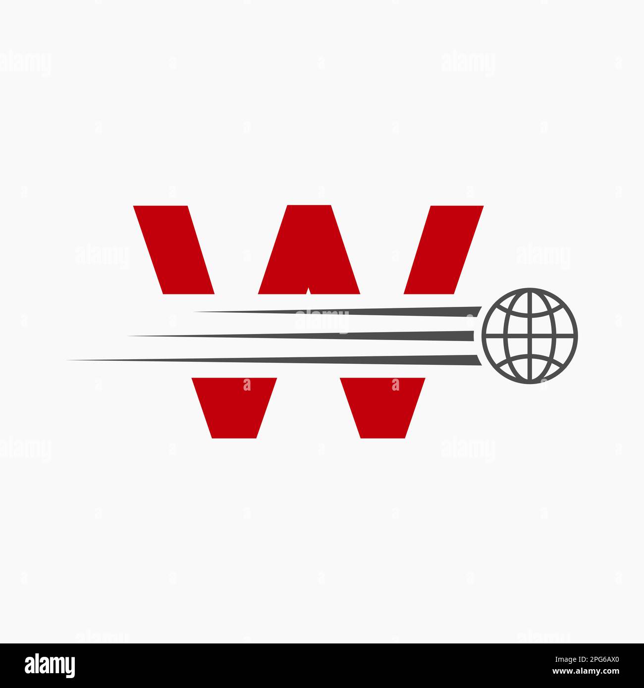 Letter W Global Logo Concept With Moving World Icon. Global Logotype ...