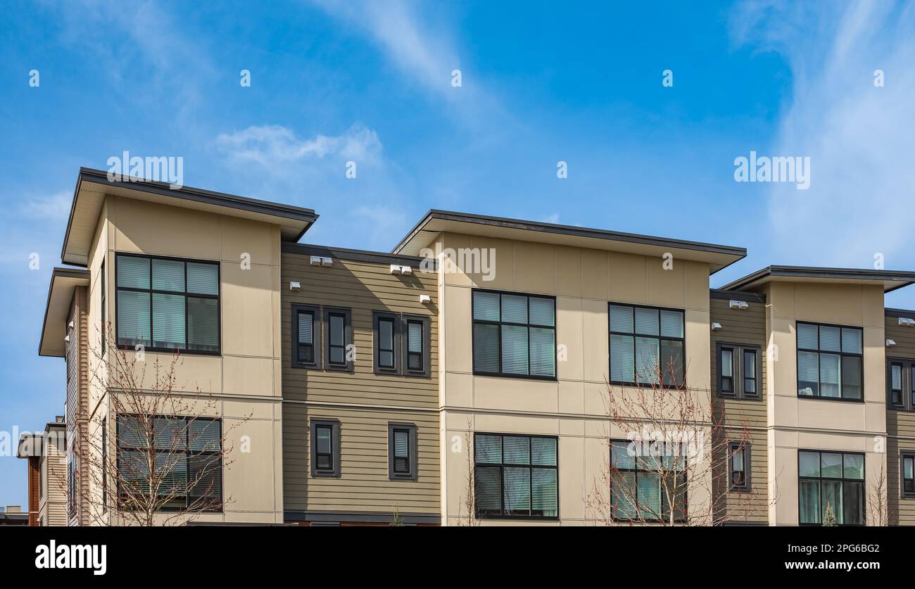 New residential townhouses. Modern apartment buildings in Canada