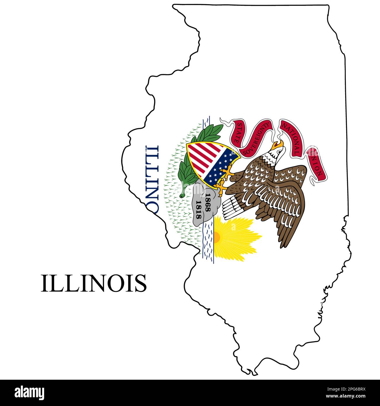 Illinois map vector illustration - Illinois Map Vector Illustration Global Economy State In America North America United States America Usa 2PG6BRX 