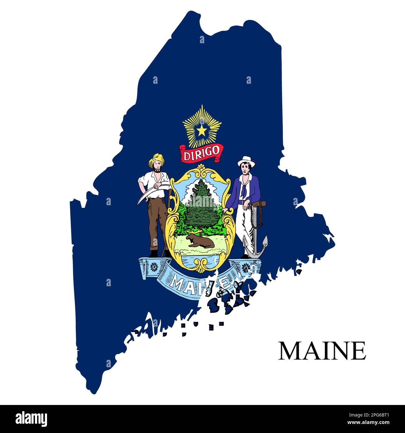 Maine map vector illustration - Maine Map Vector Illustration Global Economy State In America North America United States America Usa 2PG6BT1 
