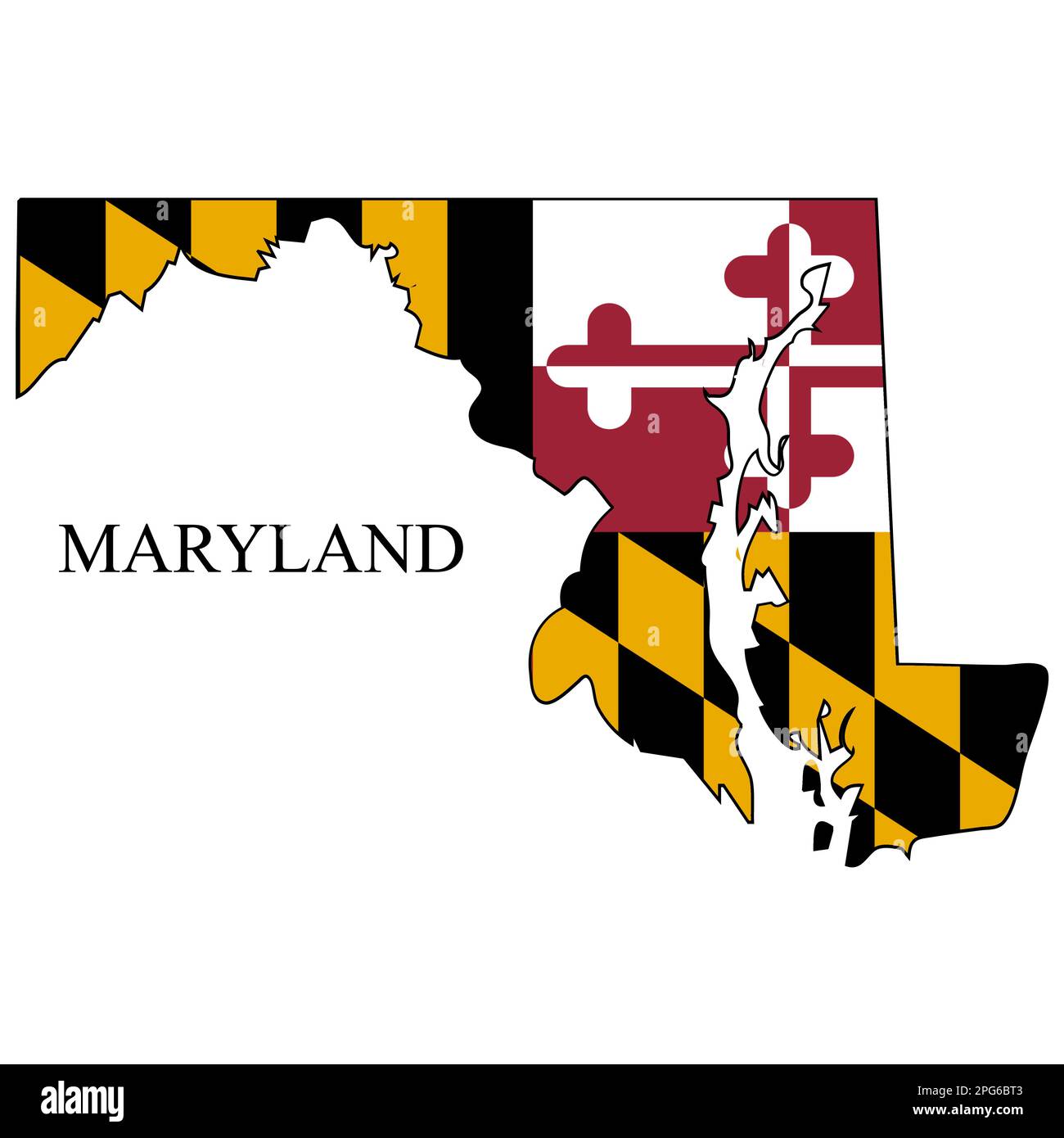 Maryland map vector illustration. Global economy. State in America. North America. United States. America. U.S.A Stock Vector