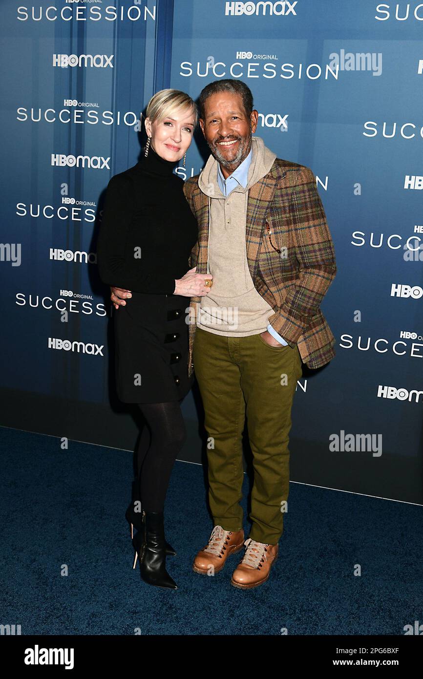 Hilary Gumbel and Bryant Gumbel attends HBO's "Succession" red carpet