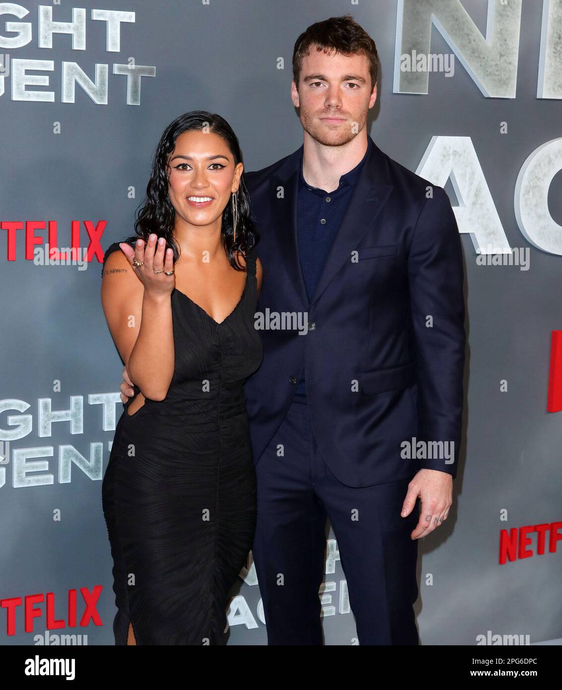 Hollywood, USA. 20th Mar, 2023. Luciane Buchanan, Gabriel Basso arrives at  The Night Agent Special Screening held at the Tudum Theater in Hollywood,  CA on Monday, March 20, 2023 . (Photo By