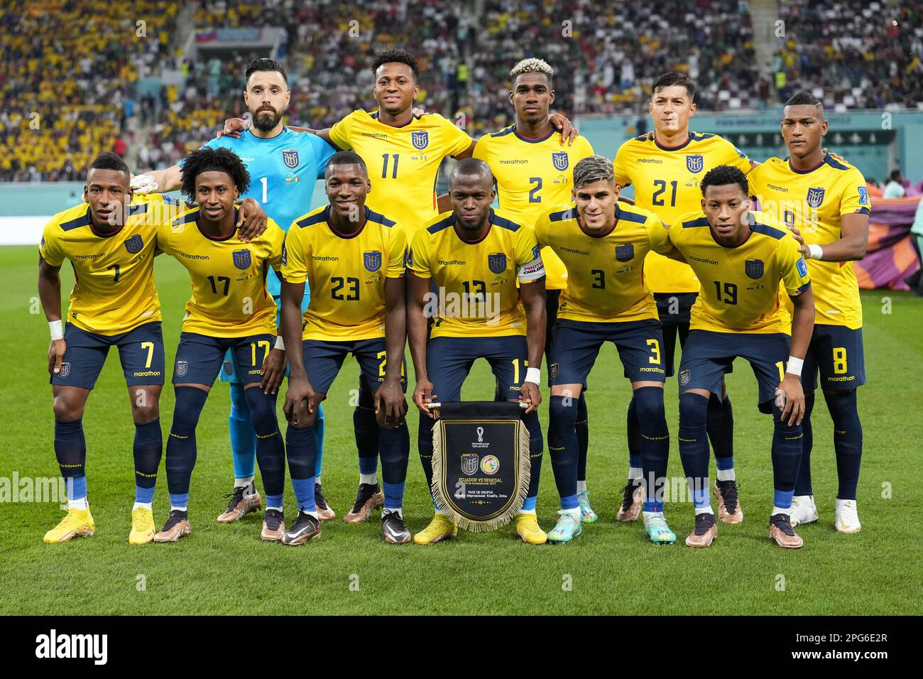 Ecuador National Team seen during the FIFA World Cup Qatar 2022 match between Ecuador and Senegal at Khalifa International Stadium. Final score; Ecuador 1:2 Senegal. Stock Photo