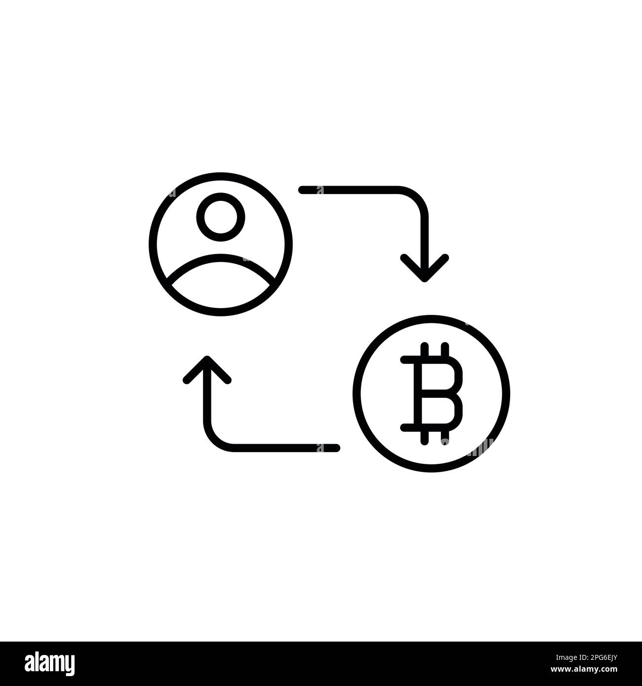 User bitcoin transactions. Secure cryptocurrency financial tools. Pixel perfect, editable stroke icon Stock Vector