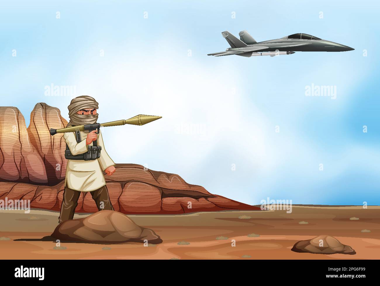 Brave Soldier Fighting in the Battlefield illustration Stock Vector