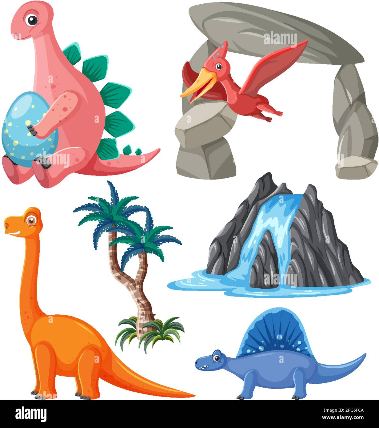 Dinosaurs and Natural Elements Vector Collection illustration Stock ...