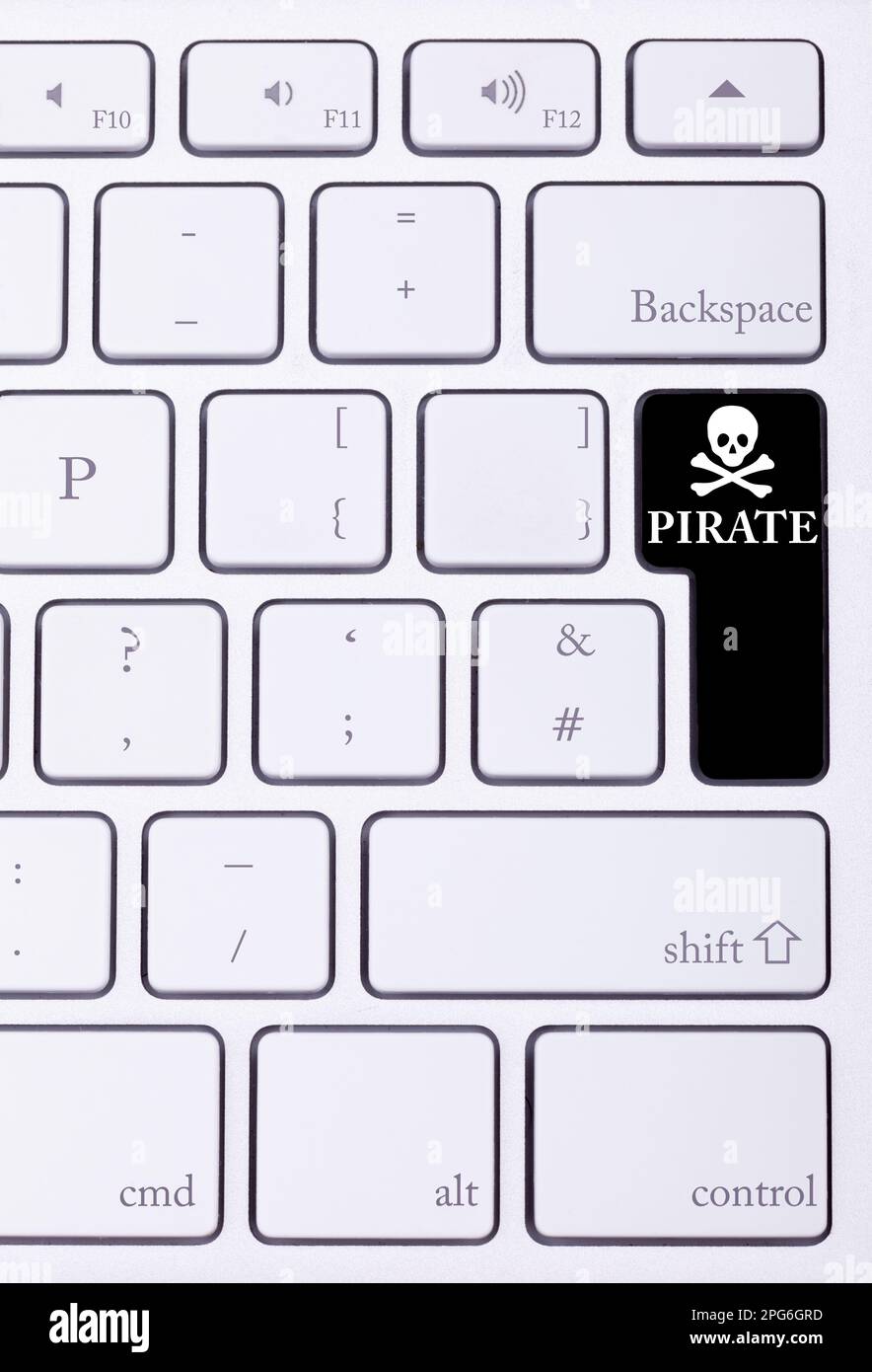 Keyboard with pirate word and symbol. Illegal download and torrent Stock  Photo - Alamy