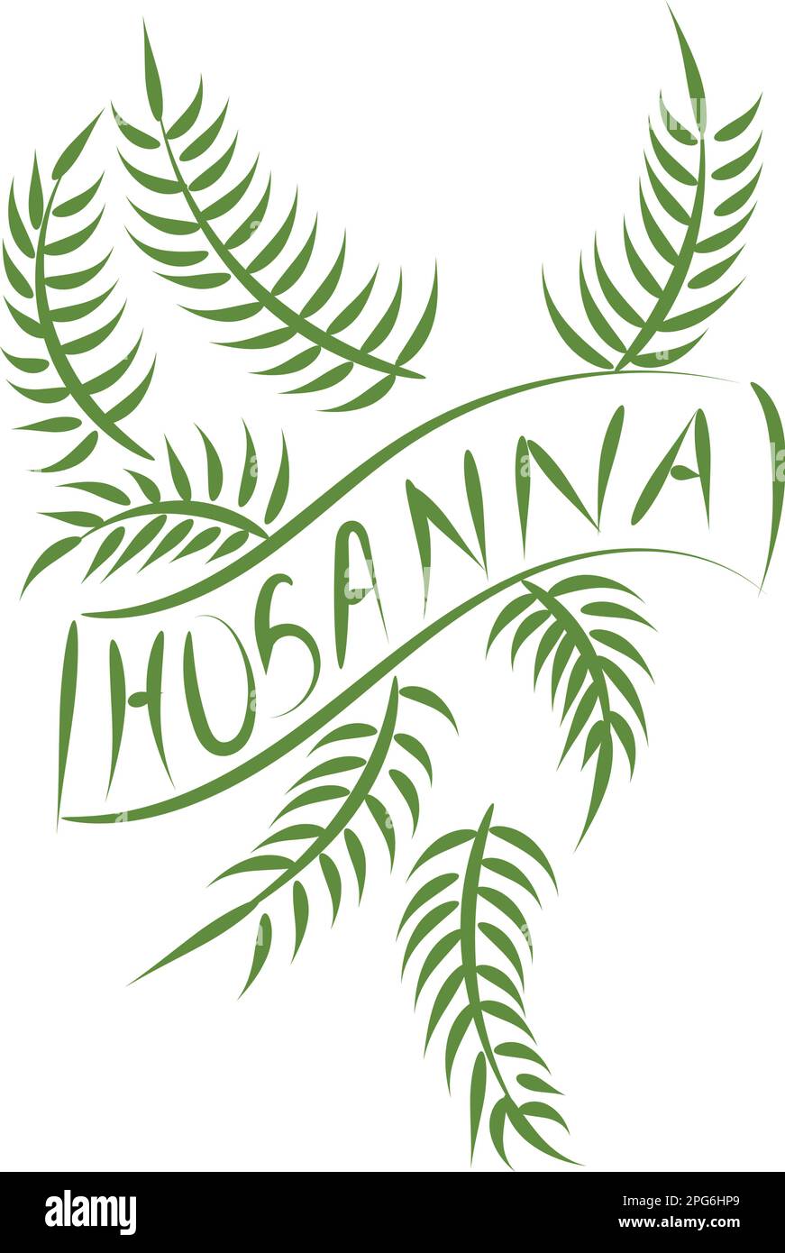 A Christian Palm Sunday religious holiday with palm branches and leaves