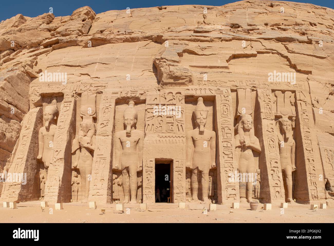 Statues of Ramesses II and Nefertari at Temple of Abu Simbel, Egypt