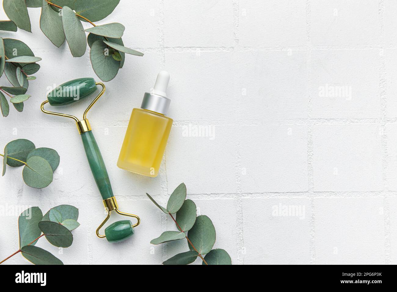 Spa treatment concept. natural spa cosmetics products with eucalyptus