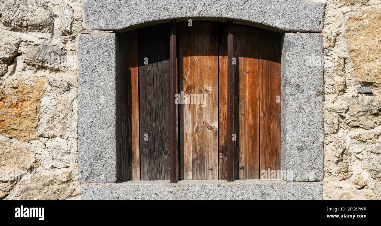 Middle Age Window Aged wooden window with glazing and partially weathered in rustic homes ...