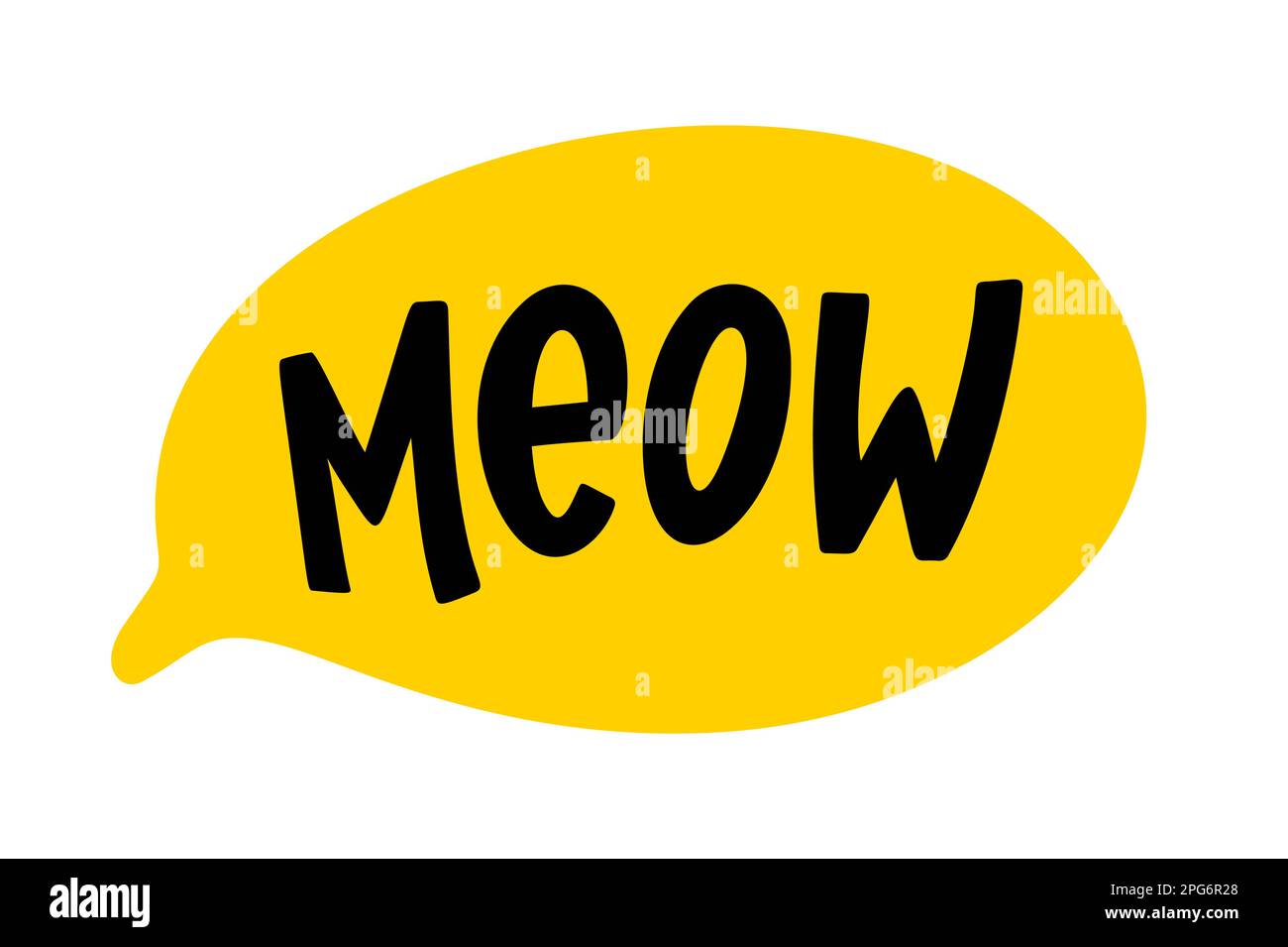 MEOW speech bubble. Meow text. Hand drawn quote. Cat sound hand ...