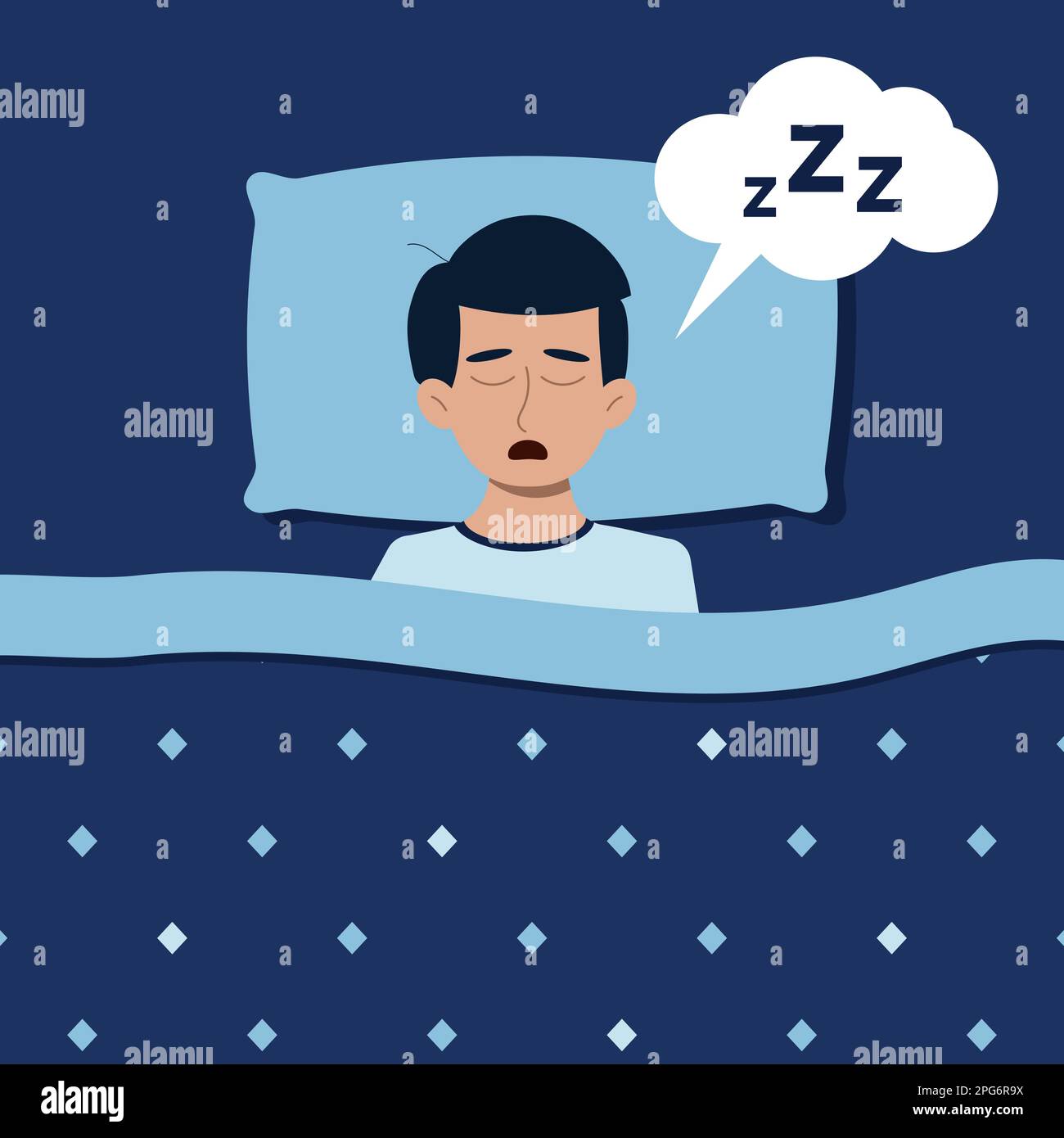 Man sleep mouth open bed Stock Vector Images - Alamy
