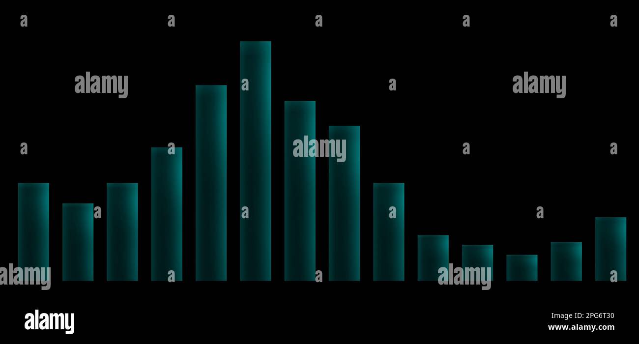 Illustration of a green bar graph on a black background with copy space Stock Photo
