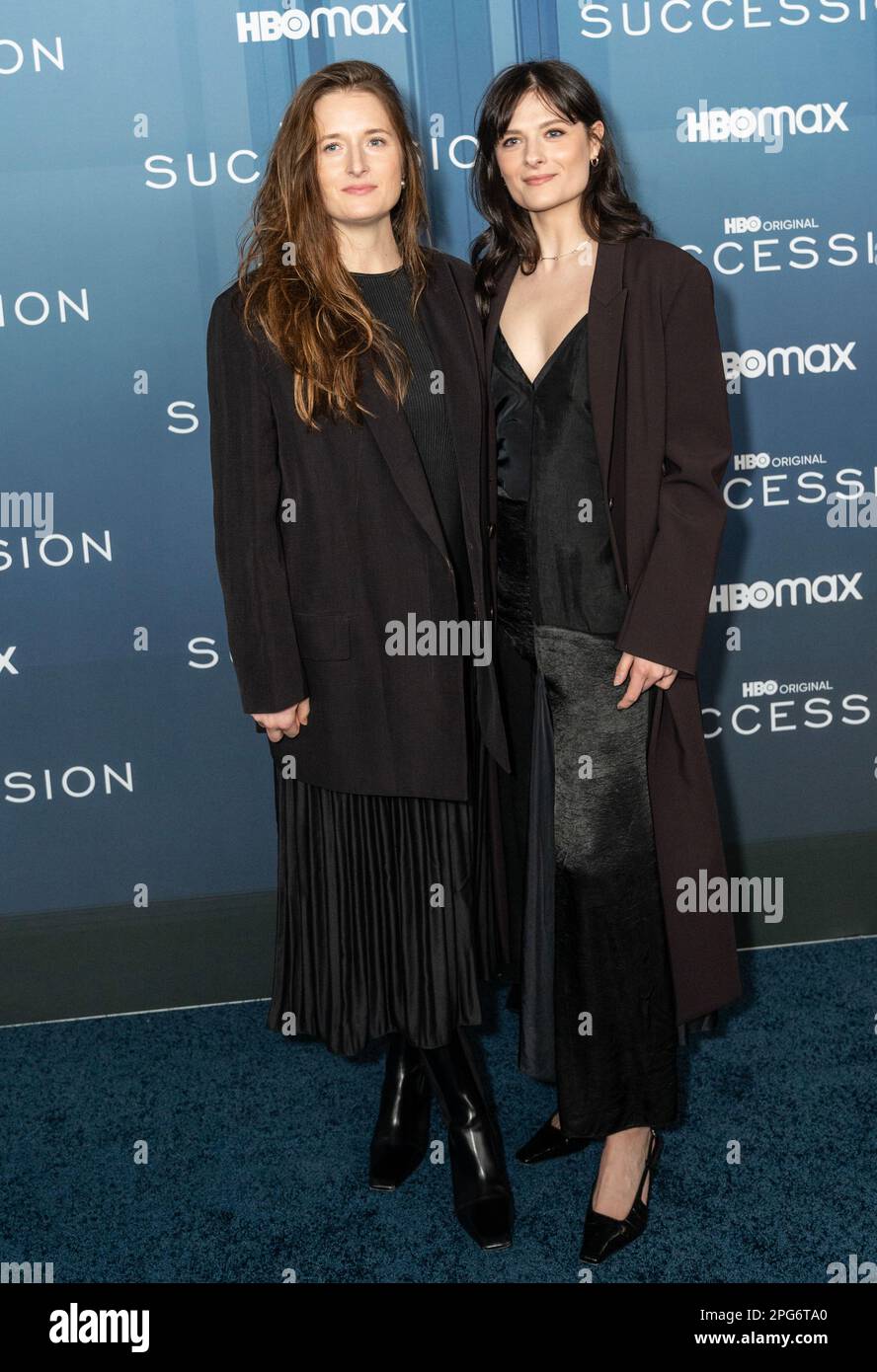 Grace Gummer and Louisa Jacobson attend HBO's 'Succession' Season 4 Premiere at Jazz at Lincoln Center in New York on March 20, 2023 Stock Photo