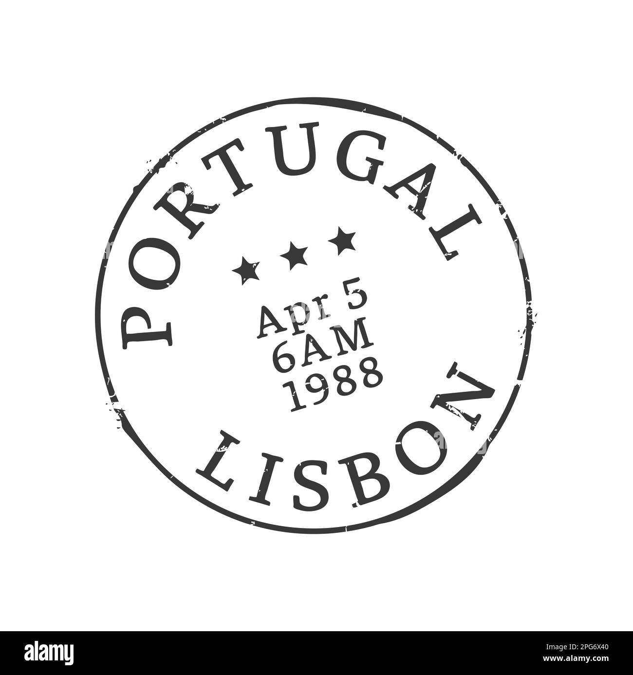 Lisbon postage and postal stamp. Letter departure country or European region seal, postage Portugal town aged vector imprint or postal envelope Lisbon Stock Vector