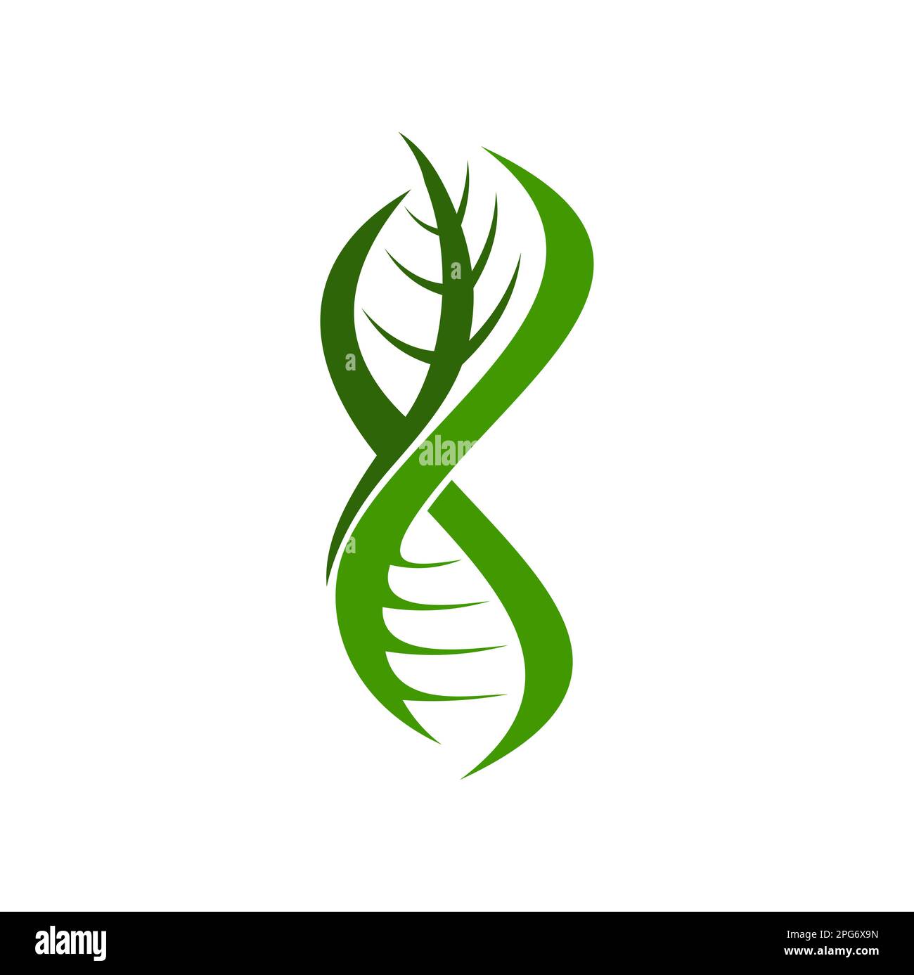 Leaf DNA, plant icon. Plant genome research DNA helix symbol