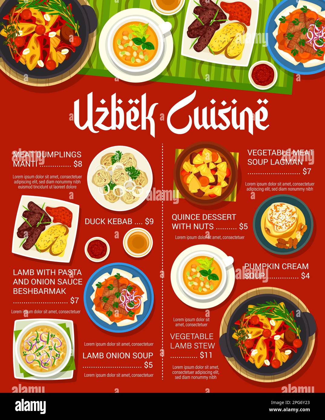 Uzbek culinary Stock Vector Images - Alamy