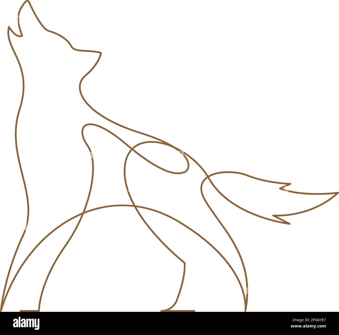 Wolf line art logo design illustration Stock Vector