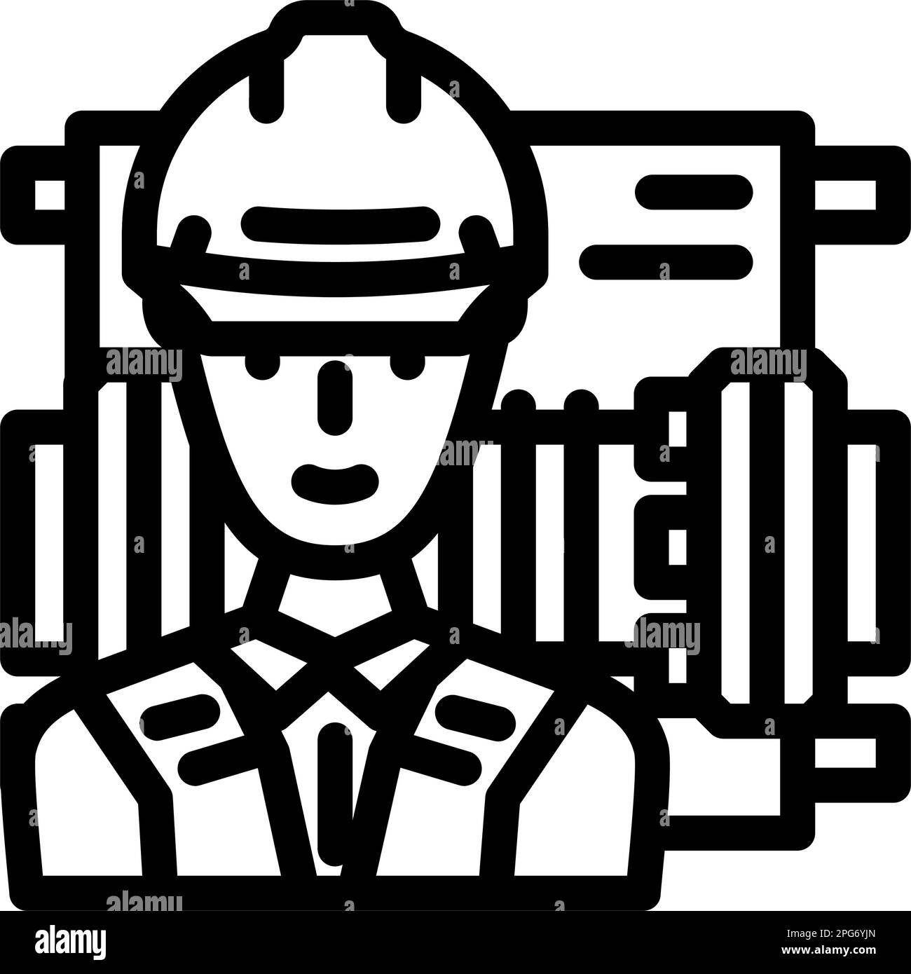 millwright repair worker line icon vector illustration Stock Vector ...