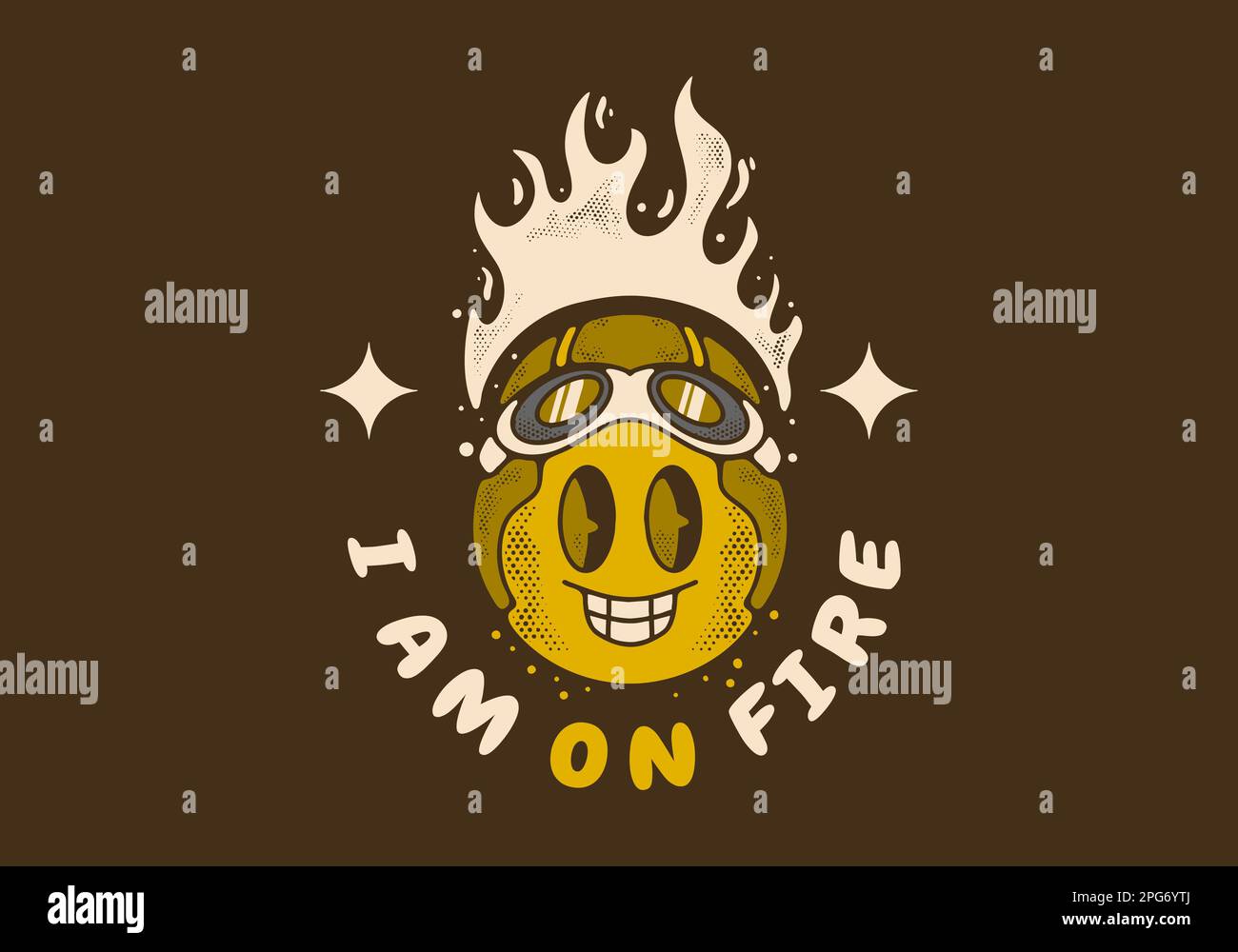 Vintage art illustration design of yellow ball character wearing pilot