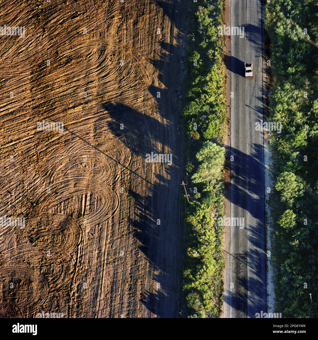 Country road and plouged fields near De Rust in the Little Karoo area