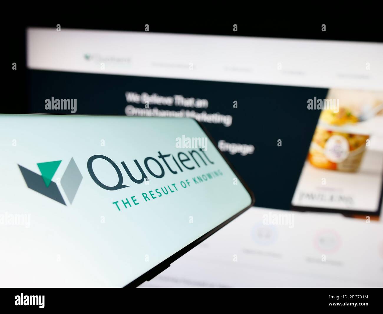 Mobile phone with logo of US marketing company Quotient Technology Inc