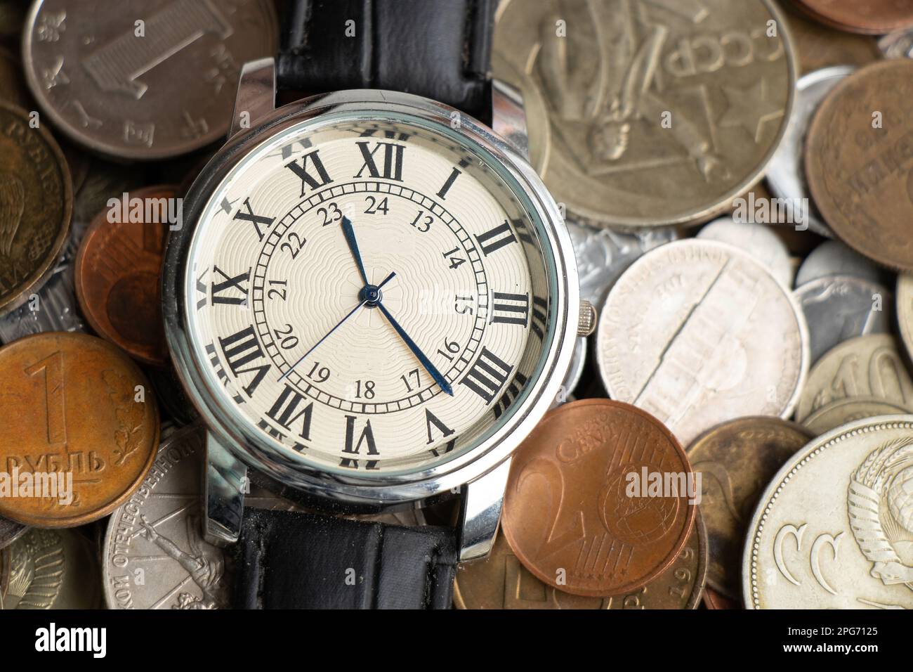 collection of coins from around the world at different times as a ...